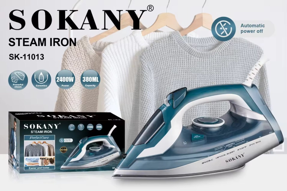 Sokany Steam Iron, 2400 Watt, Blue - SK-11013