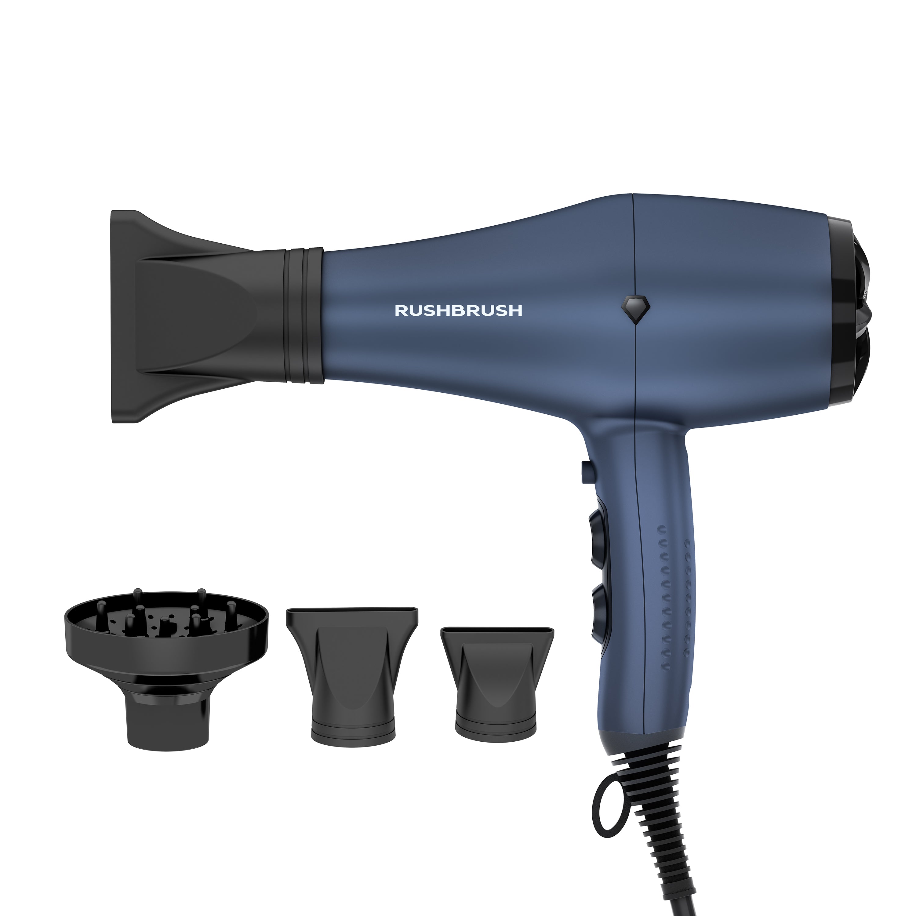 Rush Brush D3 K Hair Dryer with Attachments, 3000 Watt - Navy Blue