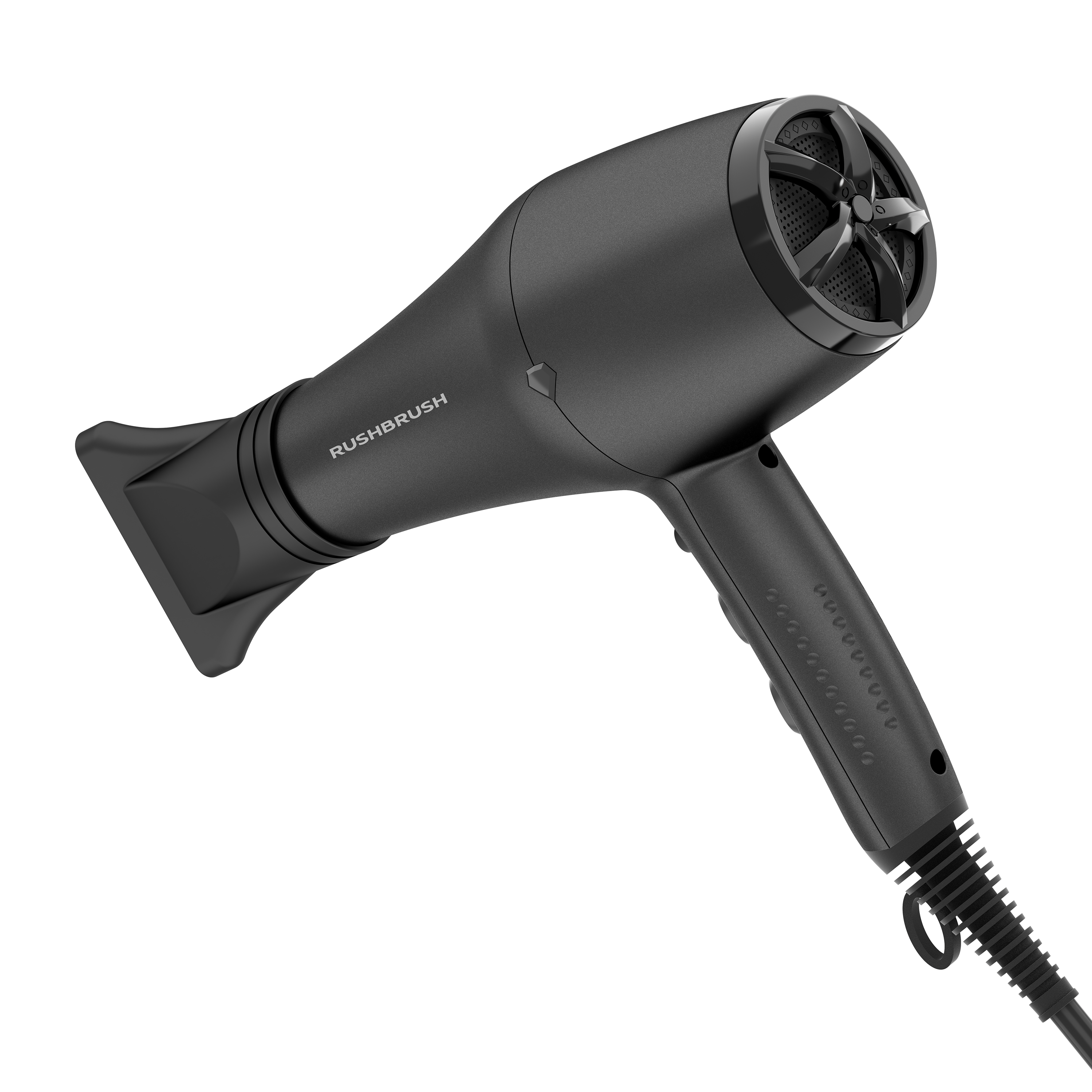 Rush Brush D3 K Hair Dryer with Attachments, 3000 Watt - Black