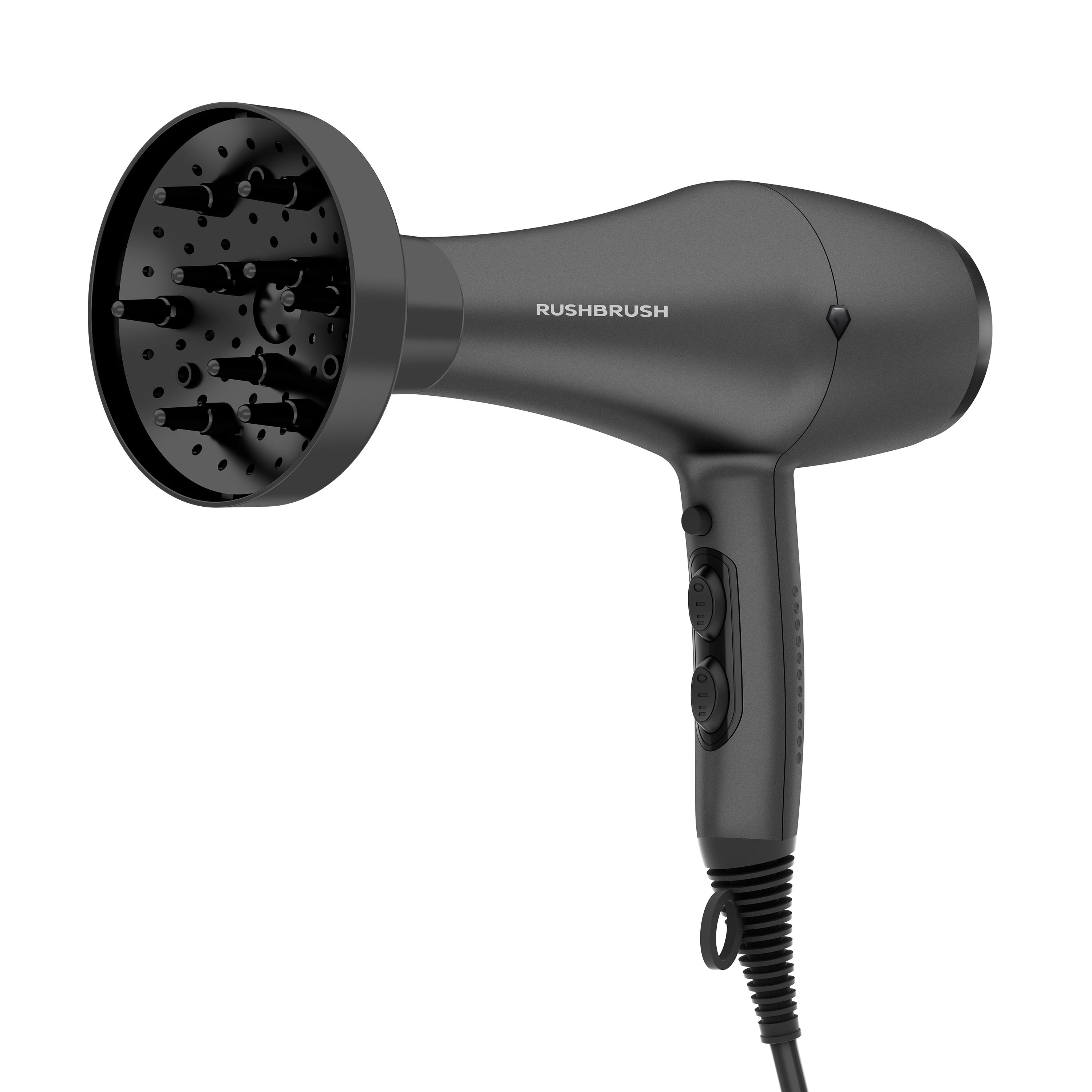 Rush Brush D3 K Hair Dryer with Attachments, 3000 Watt - Black