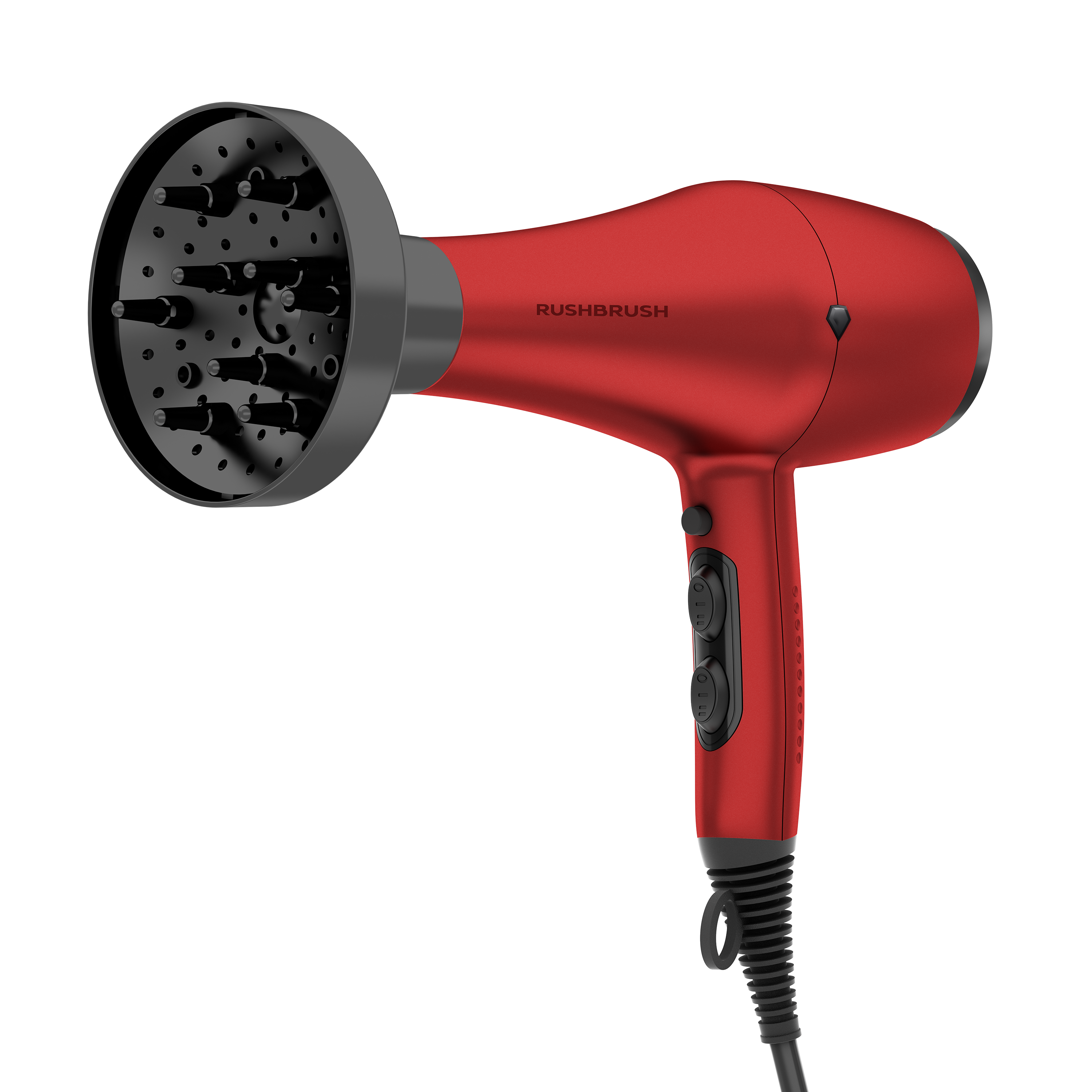 Rush Brush D3 K Hair Dryer with Attachments, 3000 Watt - Red