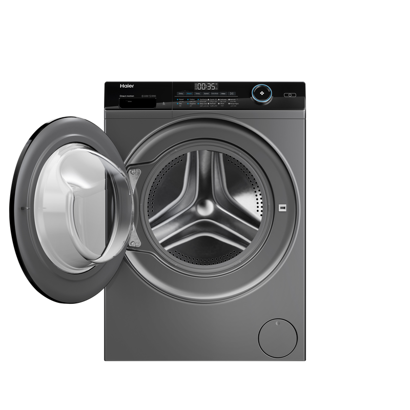 Haier Front Washing Machine with direct motion inverter, Super Drum, 8KG, 1400 RPM, Silver- HW80-B14959S6TU1