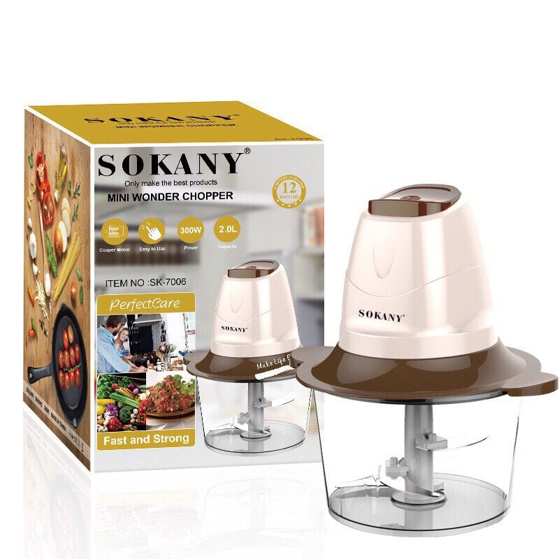 Sokany Chopper, 2 Liters, 300 Watt, Multi-Color - SK-7006