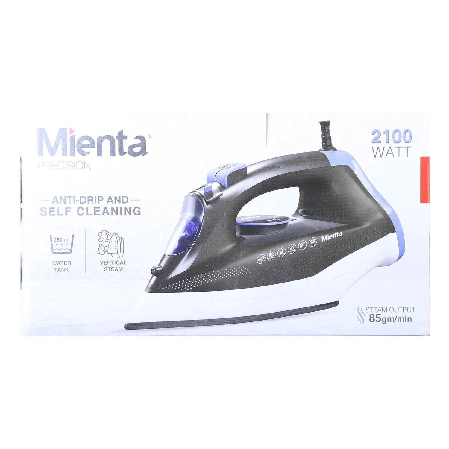 Mienta Ceramic Steam Iron, 2100 Watt, Black and Blue - SI181338A