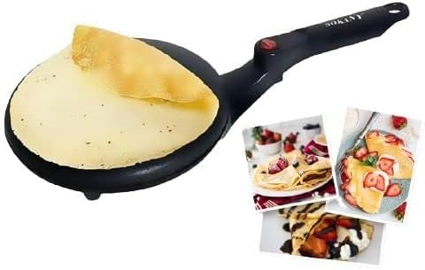 Sokany Crepe and Pancake Maker, 650 Watt, Black- SK-5208, with Gift Bag