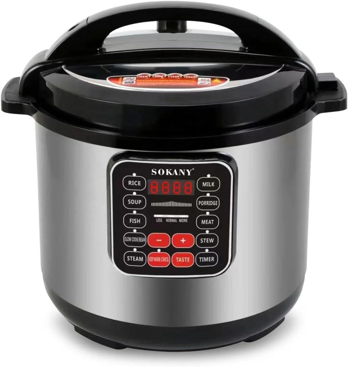 Sokany Pressure Cooker, 11 Liters, 1600 Watt, Black and Silver - SK-2405