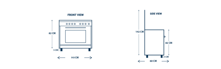 Unionaire Modern Digital Gas Cooker, 5 Burners, 90 cm, Mirror - C69SSGC319IDSFMD2WAL