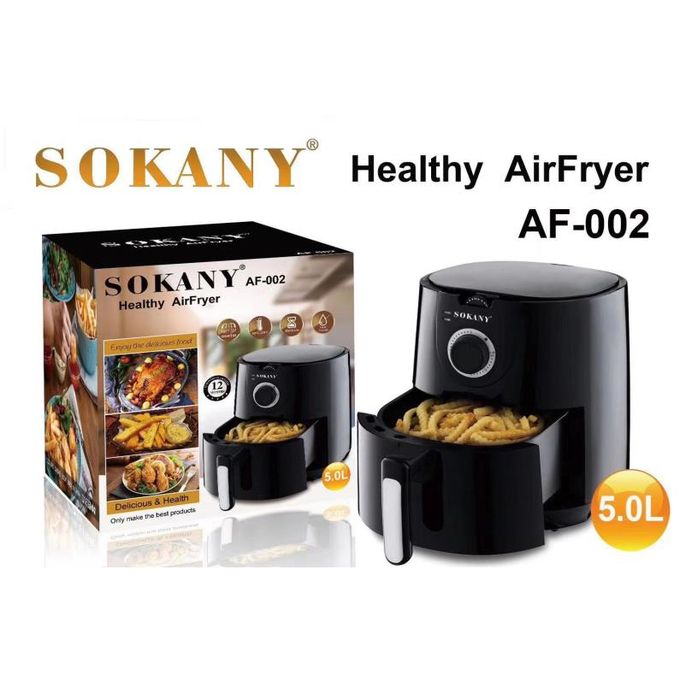 Sokany Air Fryer, 5 Liters, 1500 Watt, Black - AF-002