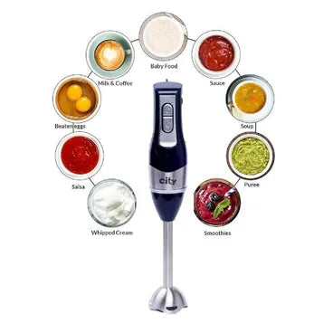 City 3 In 1 Hand Blender, 1200 Watt, Black - HMA-1028