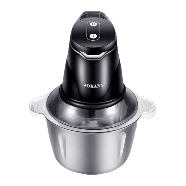 Sokany Chopper, 400 Watt, 2 Liter, Black and Stainless Steel - SK-7020