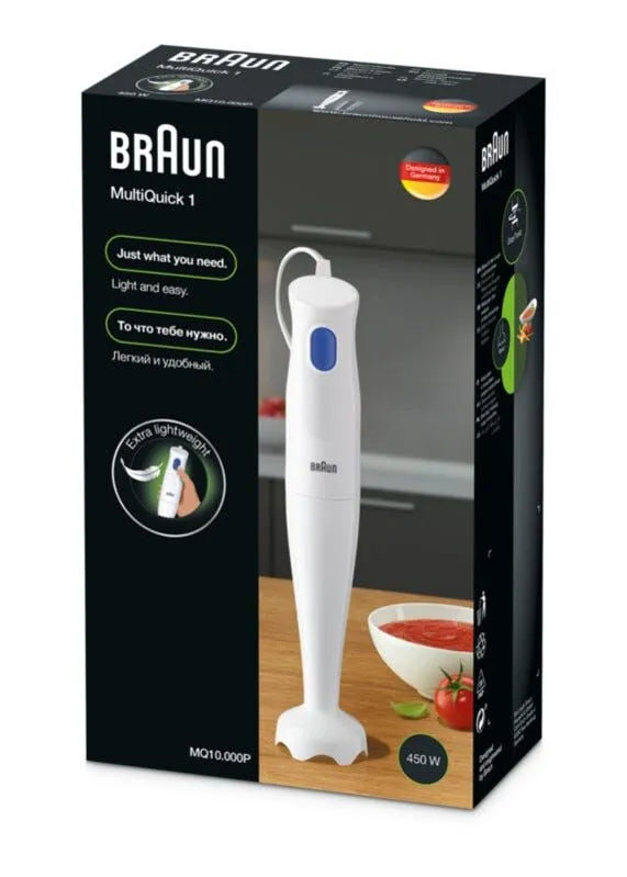 Braun MultiQuick 1 Hand Blender, 450 Watt, White - MQ10.000PWH