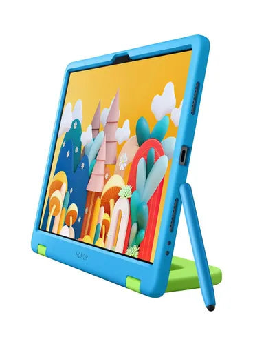 تابلت هونر Pad X8a Kids Edition، بسعة 128 جيجابايت، 4 جيجا رام، واي فاي - رمادي مع جراب ازرق و قلم